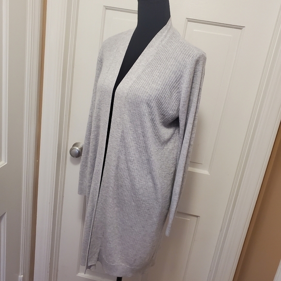 LOFT Light Gray Duster Open front Cardigan Size XLP, lightweight, casual - Picture 6 of 9
